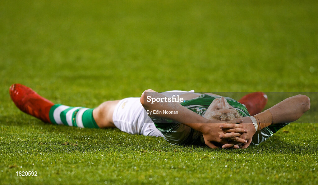 24 October 2019; Sam Curtis of Shamrock Rovers following the SSE Airtricity Under-15 League Final match between Shamrock Rovers and St. Patrick's Athletic at Tallaght Stadium in Dublin. Photo by Eóin Noonan/Sportsfile