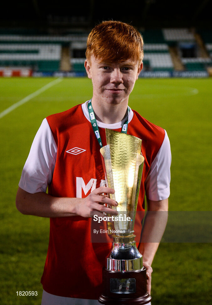 24 October 2019; Ian Byrne of St Patricks Athletic following the SSE Airtricity Under-15 League Final match between Shamrock Rovers and St. Patrick's Athletic at Tallaght Stadium in Dublin. Photo by Eóin Noonan/Sportsfile
