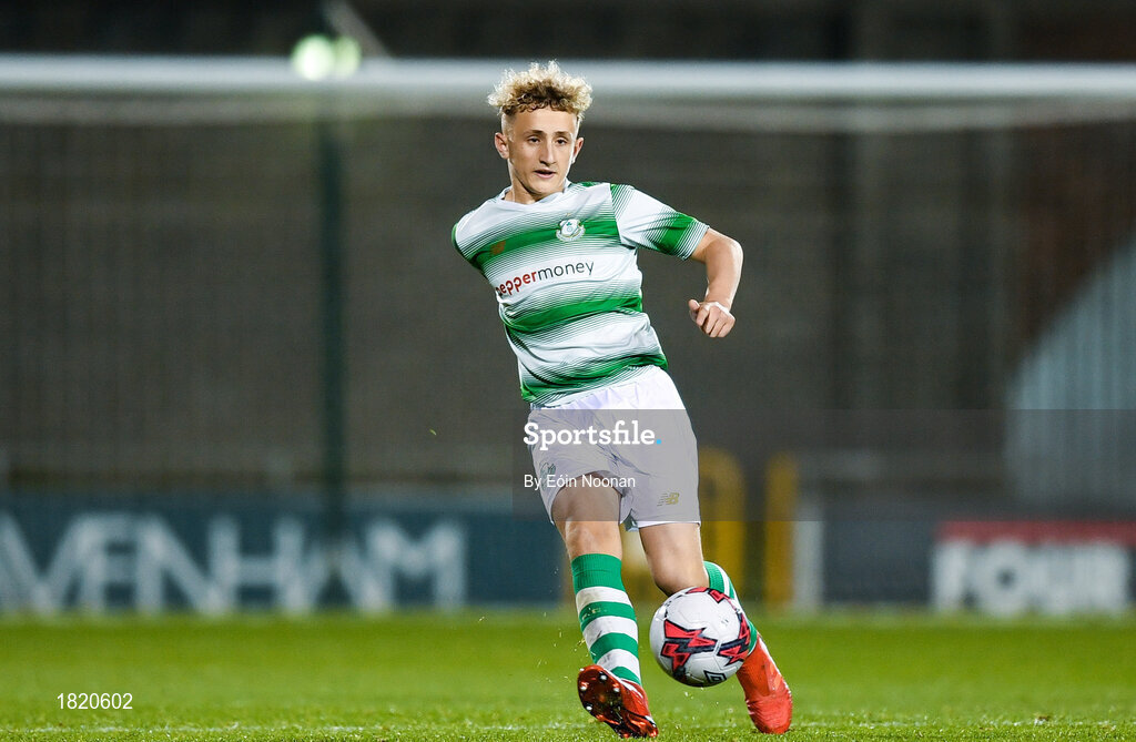 24 October 2019; Sam Curtis of Shamrock Rovers during the SSE Airtricity Under-15 League Final match between Shamrock Rovers and St. Patrick's Athletic at Tallaght Stadium in Dublin. Photo by Eóin Noonan/Sportsfile