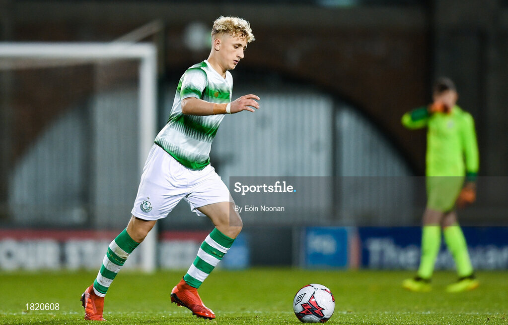 24 October 2019; Sam Curtis of Shamrock Rovers during the SSE Airtricity Under-15 League Final match between Shamrock Rovers and St. Patrick's Athletic at Tallaght Stadium in Dublin. Photo by Eóin Noonan/Sportsfile