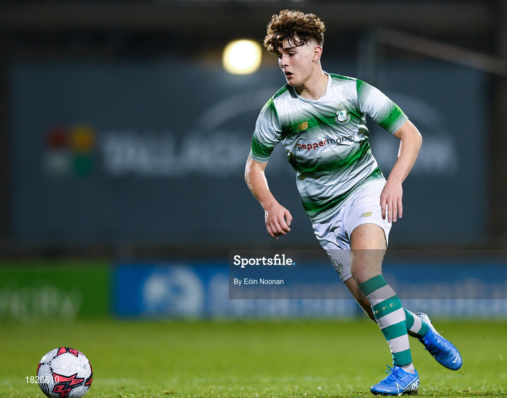 24 October 2019; Kevin Zefi of Shamrock Rovers during the SSE Airtricity Under-15 League Final match between Shamrock Rovers and St. Patrick's Athletic at Tallaght Stadium in Dublin. Photo by Eóin Noonan/Sportsfile