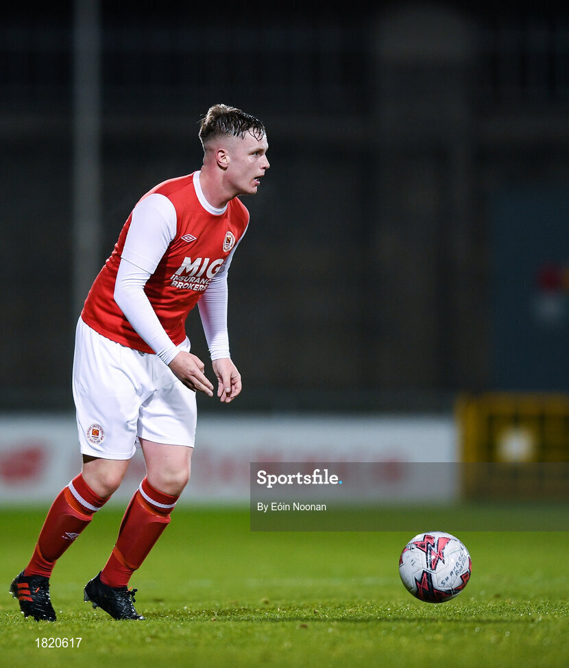 24 October 2019; Craig King of St Patricks Athletic during the SSE Airtricity Under-15 League Final match between Shamrock Rovers and St. Patrick's Athletic at Tallaght Stadium in Dublin. Photo by Eóin Noonan/Sportsfile