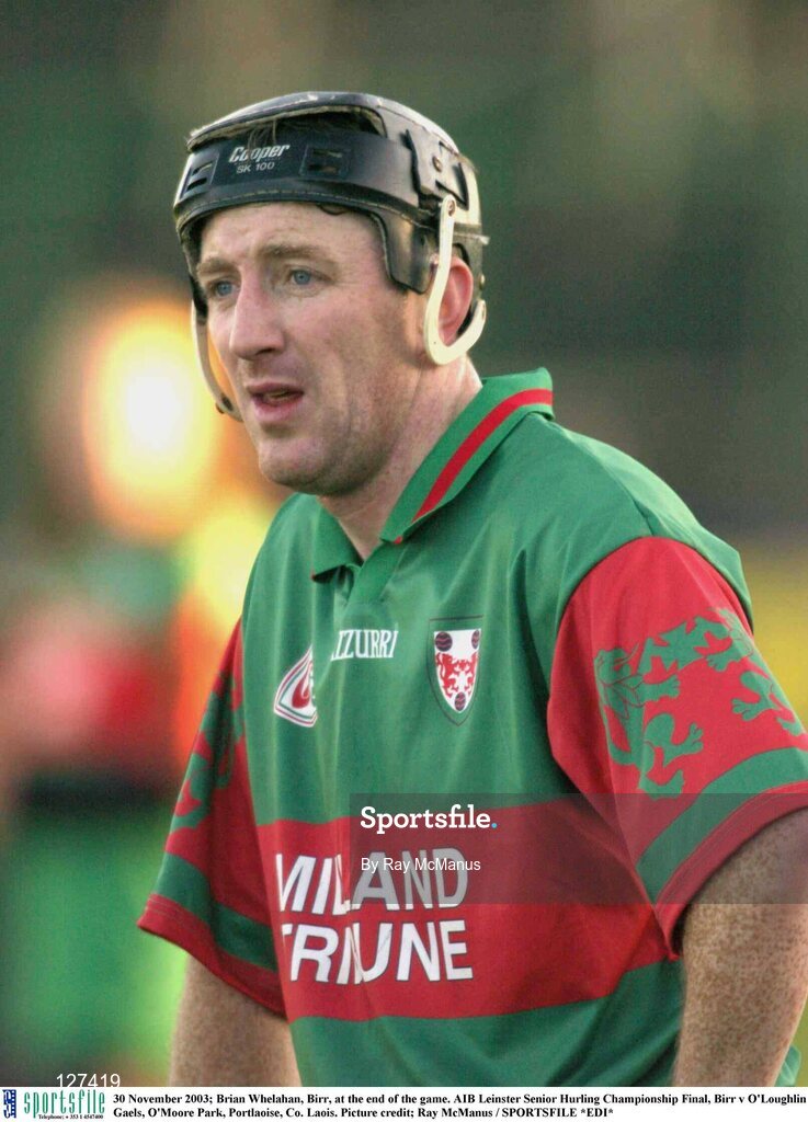 30 November 2003; Brian Whelahan, Birr, at the end of the game. AIB Leinster Senior Hurling Championship Final, Birr v O'Loughlin Gaels, O'Moore Park, Portlaoise, Co. Laois. Picture credit; Ray McManus / SPORTSFILE *EDI*