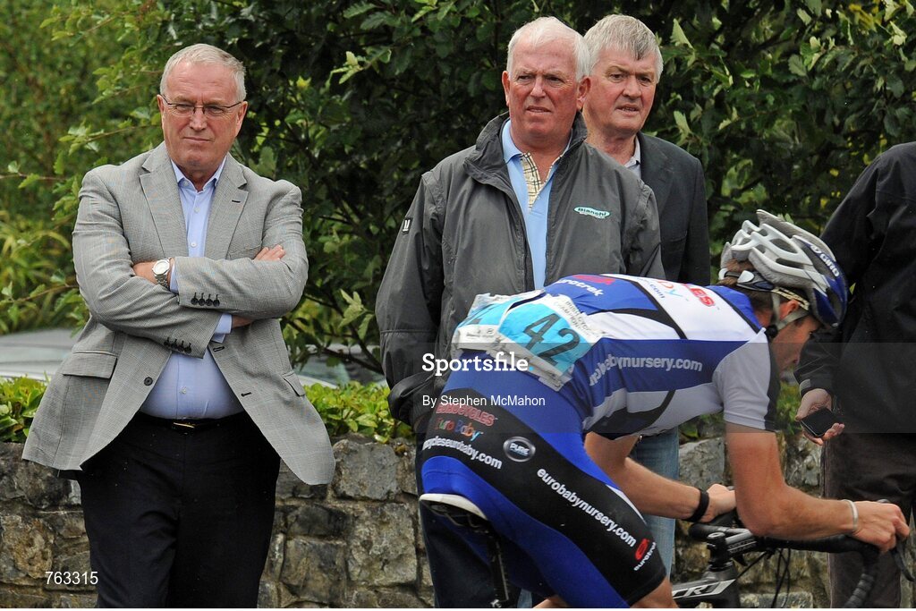 23 June 2013; Pat McQuaid, left, President of the Union Cycliste Internationale, pictured at the Elite Men's National Road Race Championships. Carlingford, Co. Louth. Picture credit: Stephen McMahon / SPORTSFILE