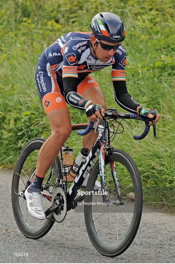 23 June 2013; Matt Brammeier, Champion Systems Pro Cycling Team, in action during the Elite Men's National Road Race Championships. Carlingford, Co. Louth. Picture credit: Stephen McMahon / SPORTSFILE