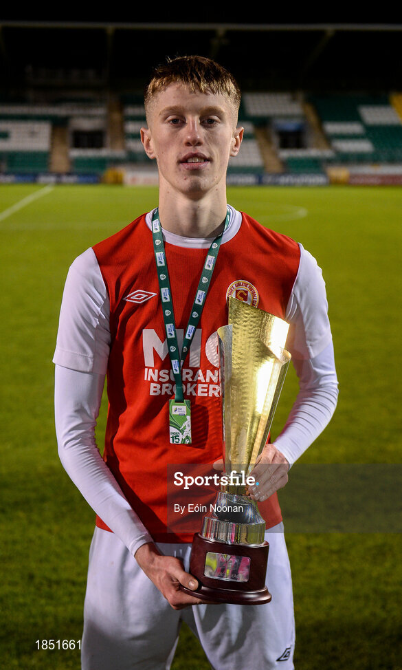 24 October 2019; Kelvin Burke of St Patricks Athletic following the SSE Airtricity Under-15 League Final match between Shamrock Rovers and St. Patrick's Athletic at Tallaght Stadium in Dublin. Photo by Eóin Noonan/Sportsfile