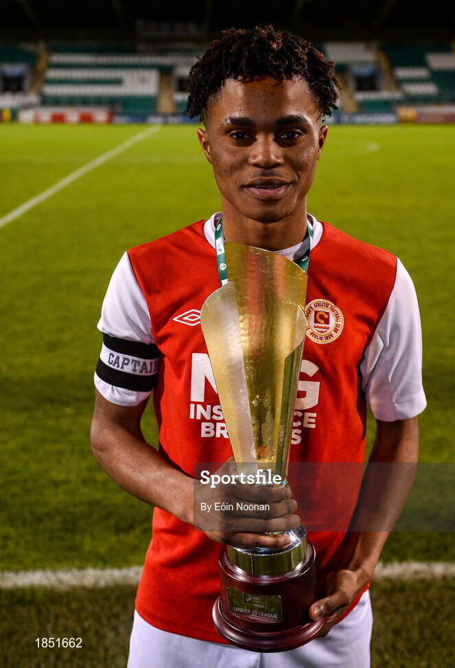 24 October 2019; Glory Nzingo of St Patricks Athletic following the SSE Airtricity Under-15 League Final match between Shamrock Rovers and St. Patrick's Athletic at Tallaght Stadium in Dublin. Photo by Eóin Noonan/Sportsfile