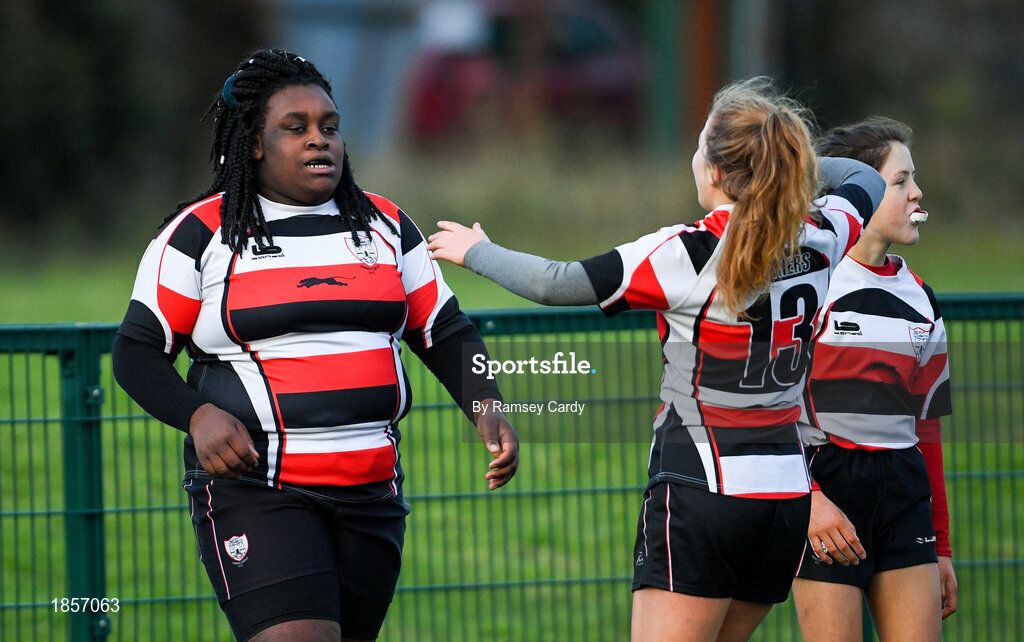 15 December 2019; Action during the Leinster Rugby Girls U16 Plate Final match between Enniscorthy and Wexford at Energia Park in Donnybrook, Dublin. Photo by Ramsey Cardy/Sportsfile