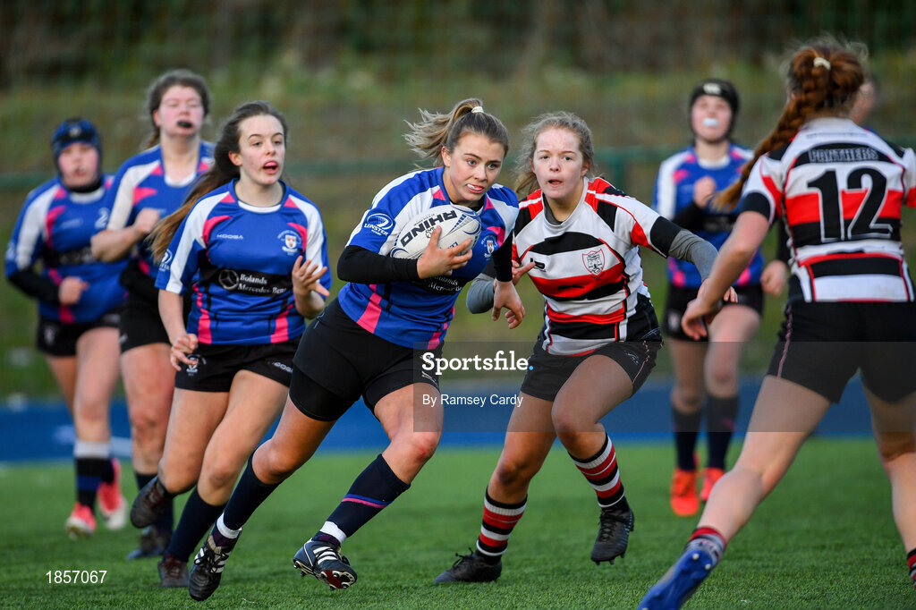 15 December 2019; Action during the Leinster Rugby Girls U16 Plate Final match between Enniscorthy and Wexford at Energia Park in Donnybrook, Dublin. Photo by Ramsey Cardy/Sportsfile