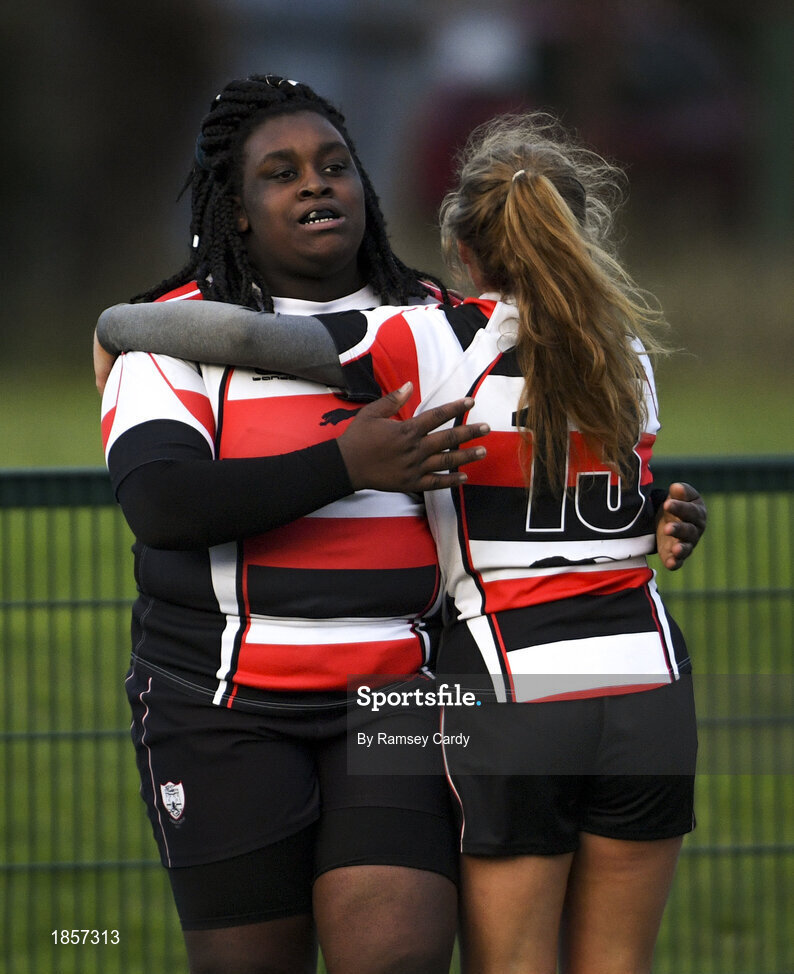 15 December 2019; Action during the Leinster Rugby Girls U16 Plate Final match between Enniscorthy and Wexford at Energia Park in Donnybrook, Dublin. Photo by Ramsey Cardy/Sportsfile