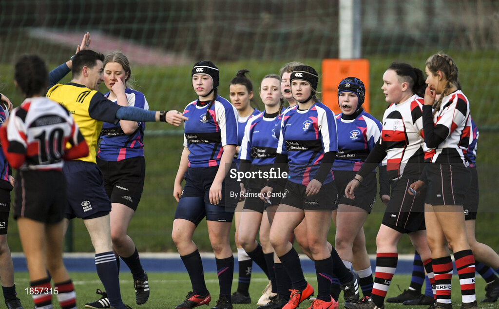 15 December 2019; Action during the Leinster Rugby Girls U16 Plate Final match between Enniscorthy and Wexford at Energia Park in Donnybrook, Dublin. Photo by Ramsey Cardy/Sportsfile