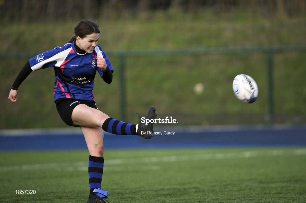 15 December 2019; Action during the Leinster Rugby Girls U16 Plate Final match between Enniscorthy and Wexford at Energia Park in Donnybrook, Dublin. Photo by Ramsey Cardy/Sportsfile