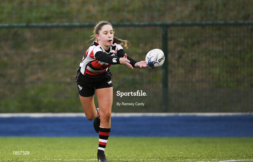 15 December 2019; Action during the Leinster Rugby Girls U16 Plate Final match between Enniscorthy and Wexford at Energia Park in Donnybrook, Dublin. Photo by Ramsey Cardy/Sportsfile