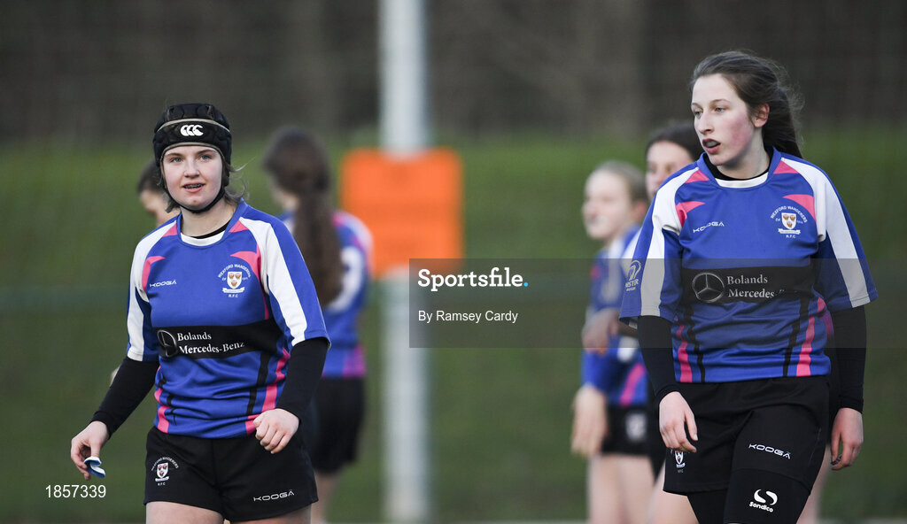 15 December 2019; Action during the Leinster Rugby Girls U16 Plate Final match between Enniscorthy and Wexford at Energia Park in Donnybrook, Dublin. Photo by Ramsey Cardy/Sportsfile