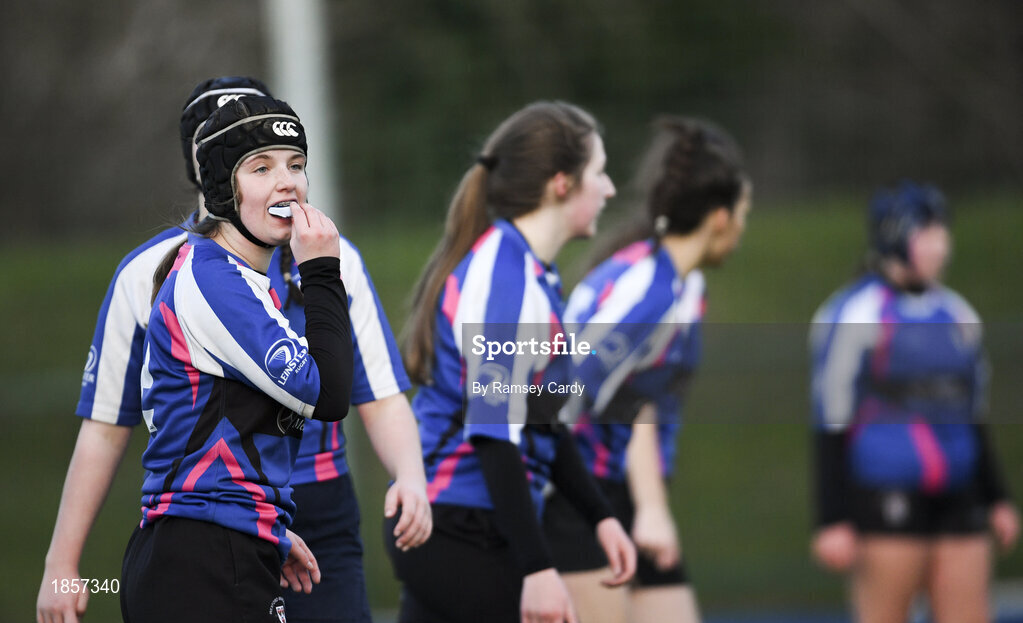15 December 2019; Action during the Leinster Rugby Girls U16 Plate Final match between Enniscorthy and Wexford at Energia Park in Donnybrook, Dublin. Photo by Ramsey Cardy/Sportsfile