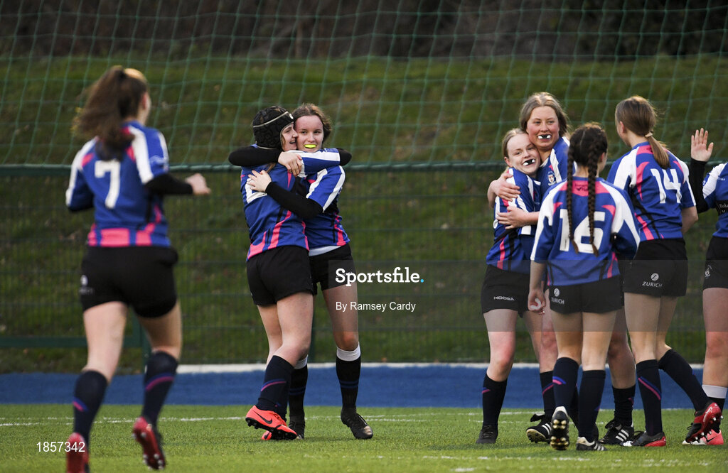 15 December 2019; Action during the Leinster Rugby Girls U16 Plate Final match between Enniscorthy and Wexford at Energia Park in Donnybrook, Dublin. Photo by Ramsey Cardy/Sportsfile