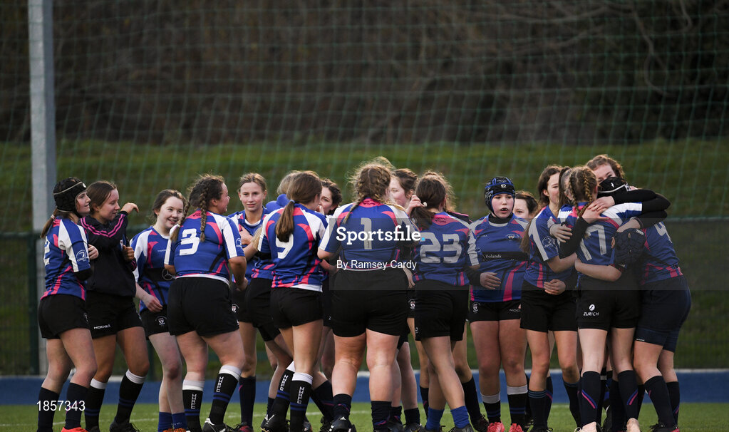 15 December 2019; Action during the Leinster Rugby Girls U16 Plate Final match between Enniscorthy and Wexford at Energia Park in Donnybrook, Dublin. Photo by Ramsey Cardy/Sportsfile