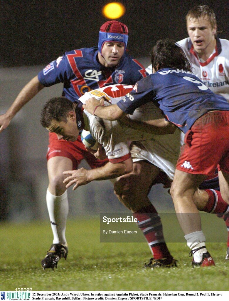 12 December 2003; Andy Ward, Ulster, in action against Aguistin Pichot, Stade Francais. Heineken Cup, Round 2, Pool 1, Ulster v Stade Francais, Ravenhill, Belfast. Picture credit; Damien Eagers / SPORTSFILE *EDI*