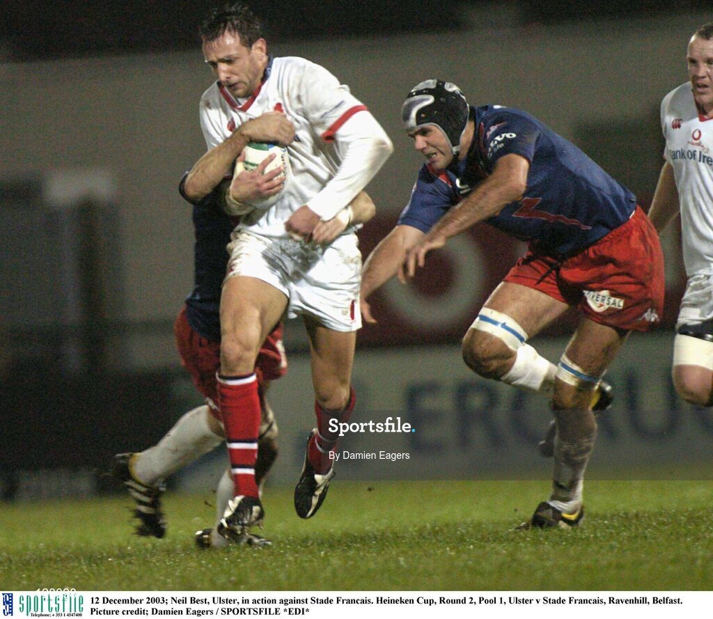 12 December 2003; Neil Best, Ulster, in action against Stade Francais. Heineken Cup, Round 2, Pool 1, Ulster v Stade Francais, Ravenhill, Belfast. Picture credit; Damien Eagers / SPORTSFILE *EDI*