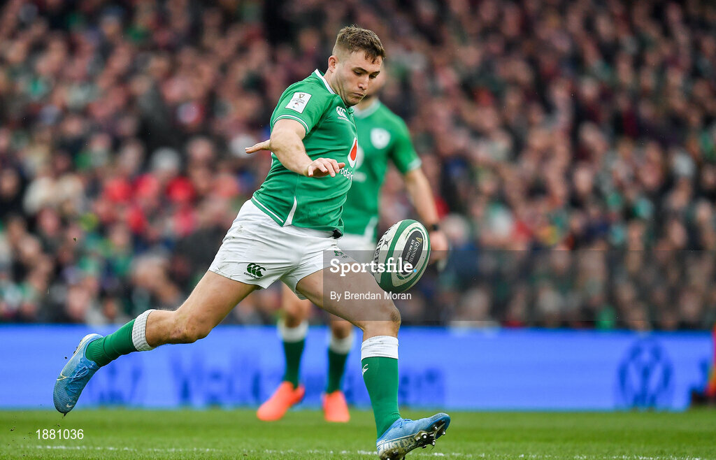 8 February 2020; Jordan Larmour of Ireland during the Guinness Six Nations Rugby Championship match between Ireland and Wales at Aviva Stadium in Dublin. Photo by Brendan Moran/Sportsfile