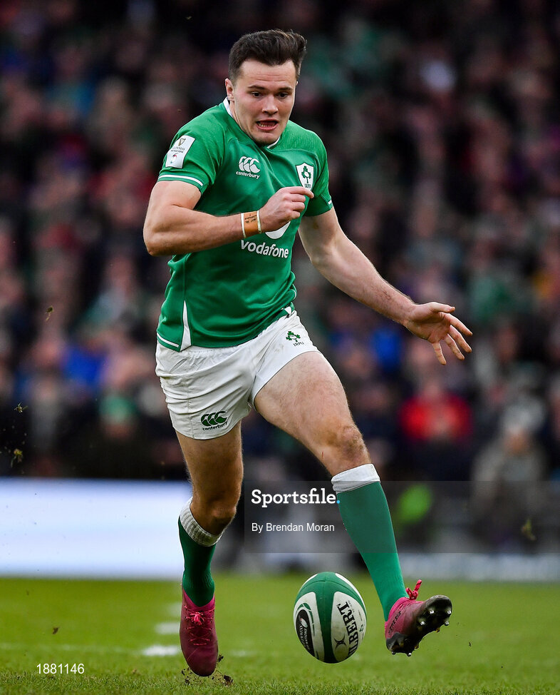 8 February 2020; Jacob Stockdale of Ireland during the Guinness Six Nations Rugby Championship match between Ireland and Wales at Aviva Stadium in Dublin. Photo by Brendan Moran/Sportsfile