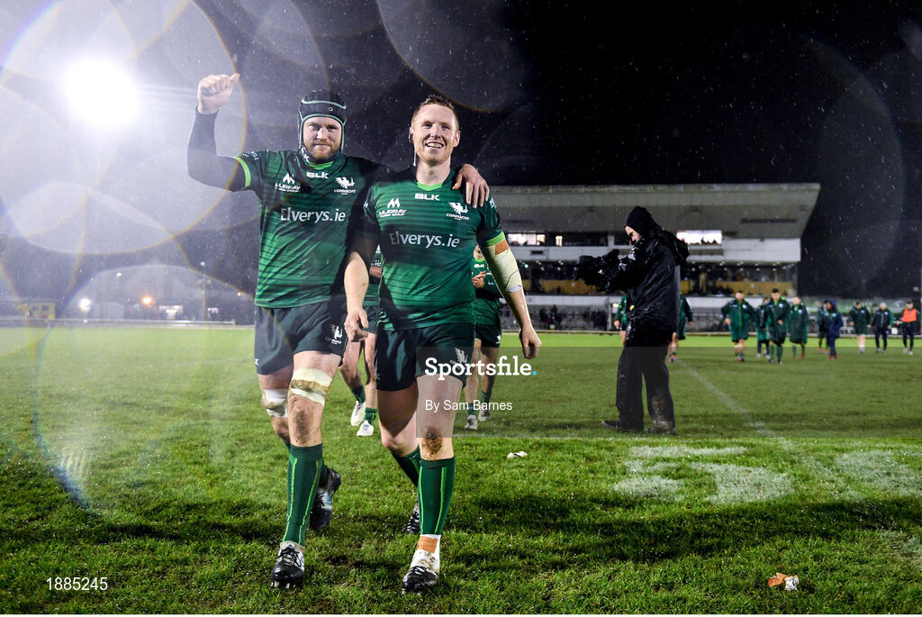 15 February 2020; Eoin McKeon, left, and Shane Delahunt of Connacht following the Guinness PRO14 Round 11 match between Connacht and Cardiff Blues at the Sportsground in Galway. Photo by Sam Barnes/Sportsfile