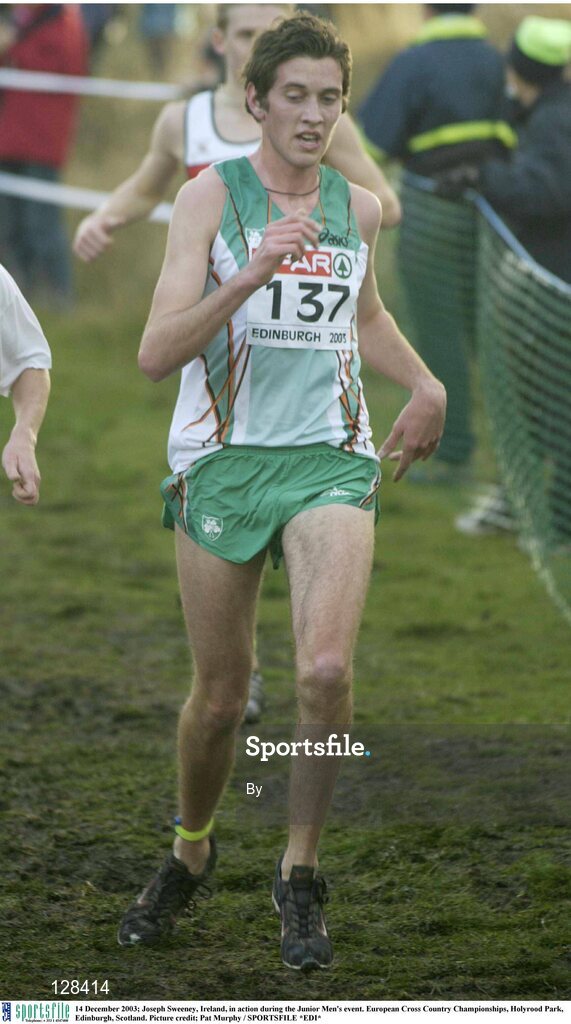 14 December 2003; Joseph Sweeney, Ireland, in action during the Junior Men's event. European Cross Country Championships, Holyrood Park, Edinburgh, Scotland. Picture credit; Pat Murphy / SPORTSFILE *EDI*