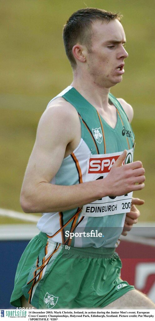14 December 2003; Mark Christie, Ireland, in action during the Junior Men's event. European Cross Country Championships, Holyrood Park, Edinburgh, Scotland. Picture credit; Pat Murphy / SPORTSFILE *EDI*