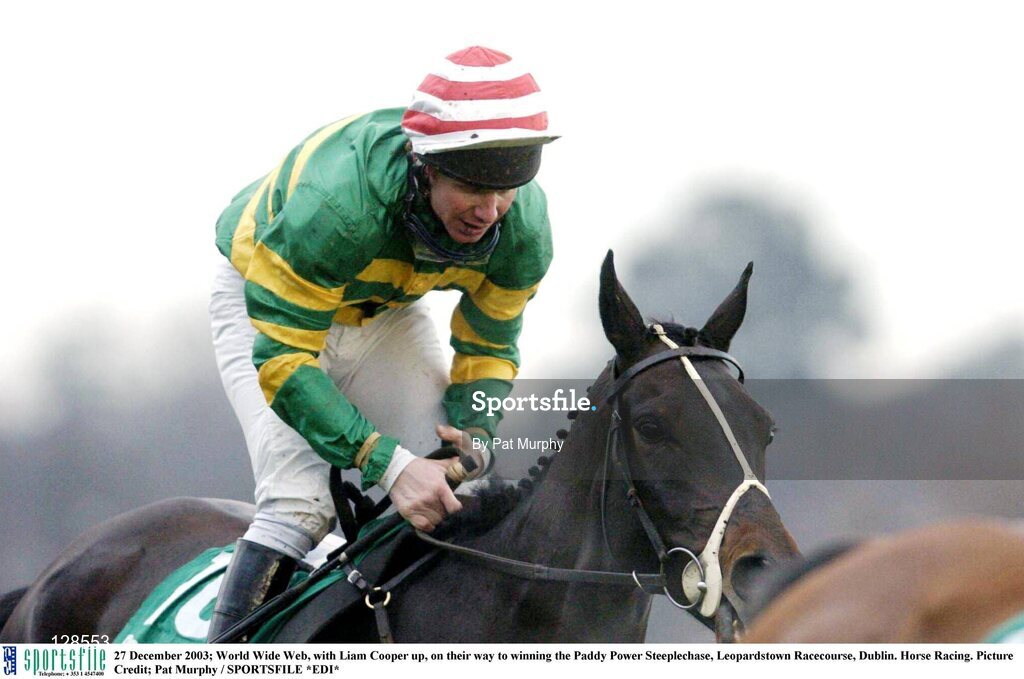 27 December 2003; World Wide Web, with Liam Cooper up, on their way to winning the Paddy Power Steeplechase, Leopardstown Racecourse, Dublin. Horse Racing. Picture Credit; Pat Murphy / SPORTSFILE *EDI*