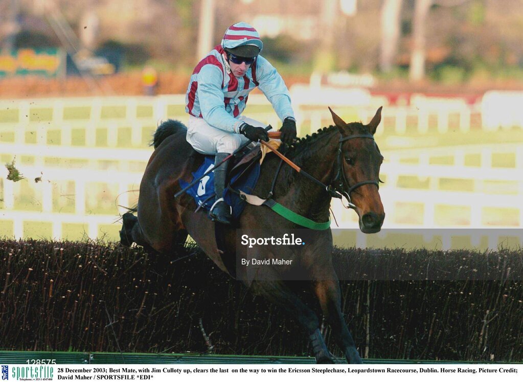 28 December 2003; Best Mate, with Jim Culloty up, clears the last  on the way to win the Ericsson Steeplechase, Leopardstown Racecourse, Dublin. Horse Racing. Picture Credit; David Maher / SPORTSFILE *EDI*