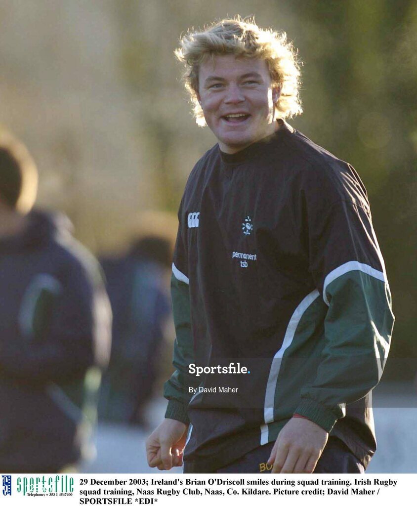 29 December 2003; Ireland's Brian O'Driscoll smiles during squad training. Irish Rugby squad training, Naas Rugby Club, Naas, Co. Kildare. Picture credit; David Maher / SPORTSFILE *EDI*