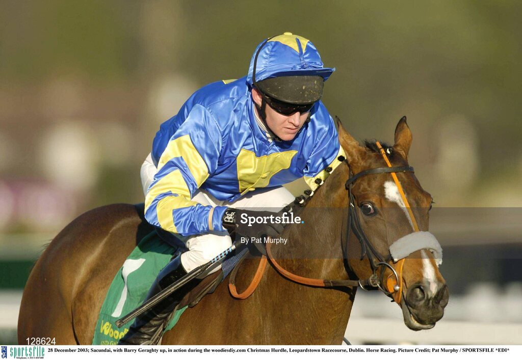 28 December 2003; Sacundai, with Barry Geraghty up, in action during the woodiesdiy.com Christmas Hurdle, Leopardstown Racecourse, Dublin. Horse Racing. Picture Credit; Pat Murphy / SPORTSFILE *EDI*