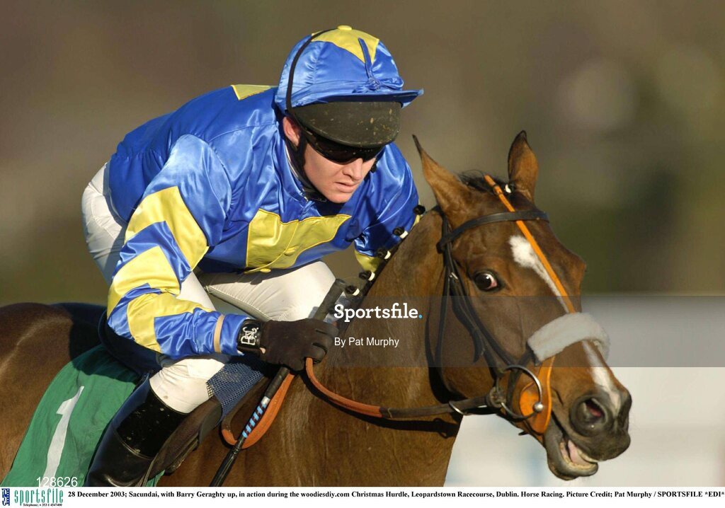 28 December 2003; Sacundai, with Barry Geraghty up, in action during the woodiesdiy.com Christmas Hurdle, Leopardstown Racecourse, Dublin. Horse Racing. Picture Credit; Pat Murphy / SPORTSFILE *EDI*