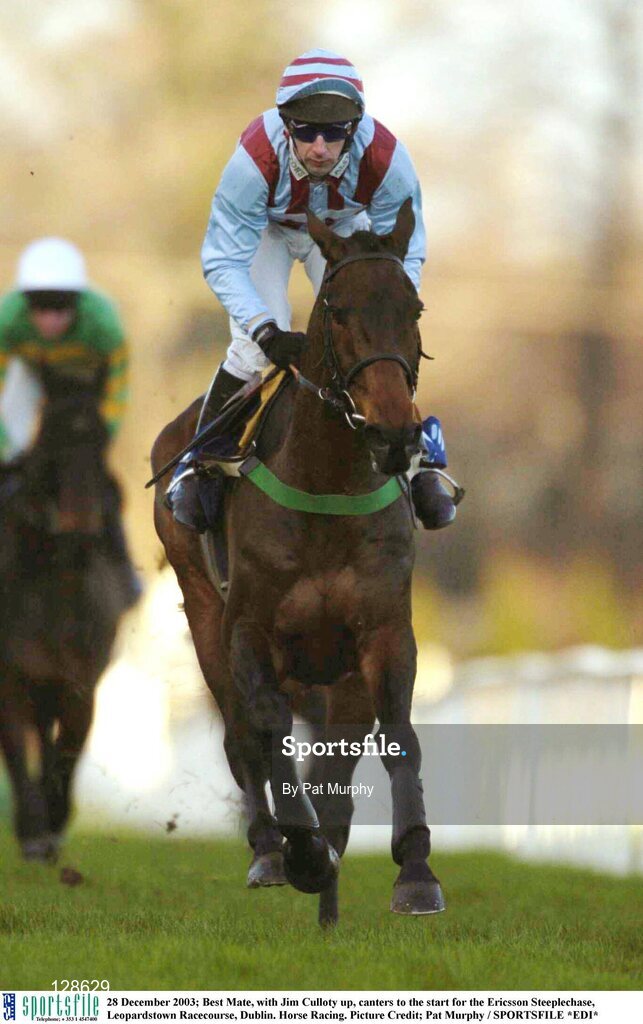 28 December 2003; Best Mate, with Jim Culloty up, canters to the start for the Ericsson Steeplechase, Leopardstown Racecourse, Dublin. Horse Racing. Picture Credit; Pat Murphy / SPORTSFILE *EDI*