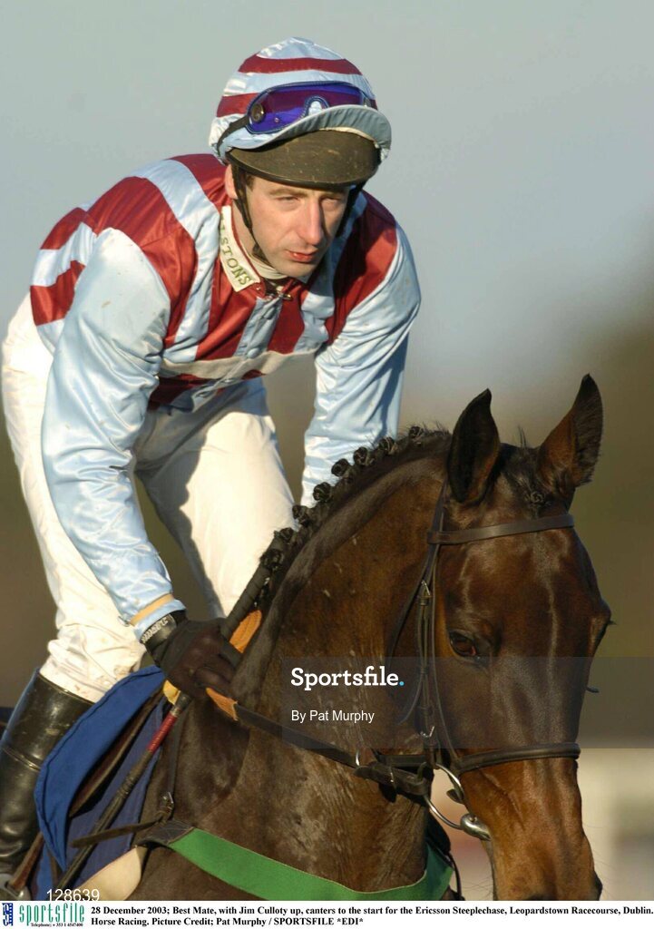 28 December 2003; Best Mate, with Jim Culloty up, canters to the start for the Ericsson Steeplechase, Leopardstown Racecourse, Dublin. Horse Racing. Picture Credit; Pat Murphy / SPORTSFILE *EDI*