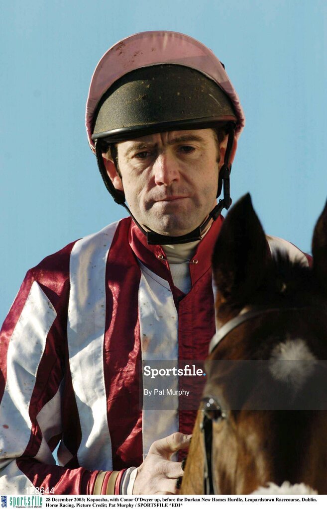28 December 2003; Kopoosha, with Conor O'Dwyer up, before the Durkan New Homes Hurdle, Leopardstown Racecourse, Dublin. Horse Racing. Picture Credit; Pat Murphy / SPORTSFILE *EDI*