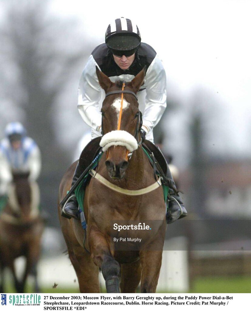 27 December 2003; Moscow Flyer, with Barry Geraghty up, during the Paddy Power Dial-a-Bet Steeplechase, Leopardstown Racecourse, Dublin. Horse Racing. Picture Credit; Pat Murphy / SPORTSFILE *EDI*