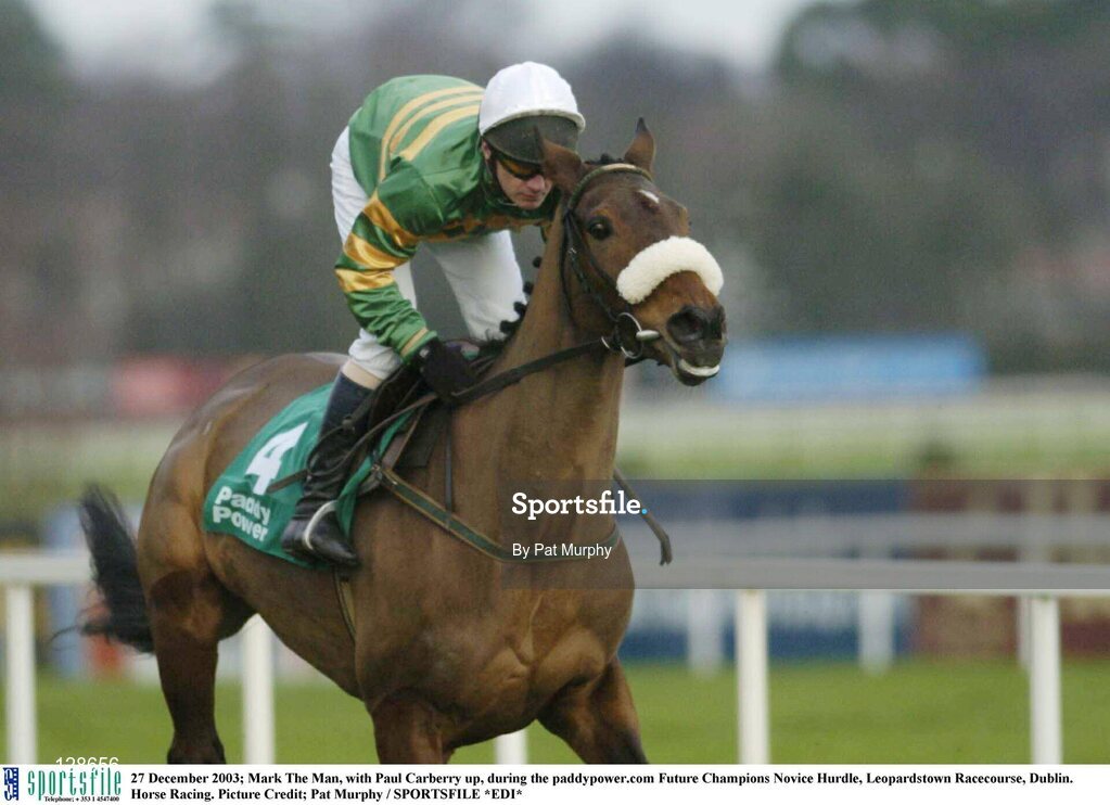27 December 2003; Mark The Man, with Paul Carberry up, during the paddypower.com Future Champions Novice Hurdle, Leopardstown Racecourse, Dublin. Horse Racing. Picture Credit; Pat Murphy / SPORTSFILE *EDI*