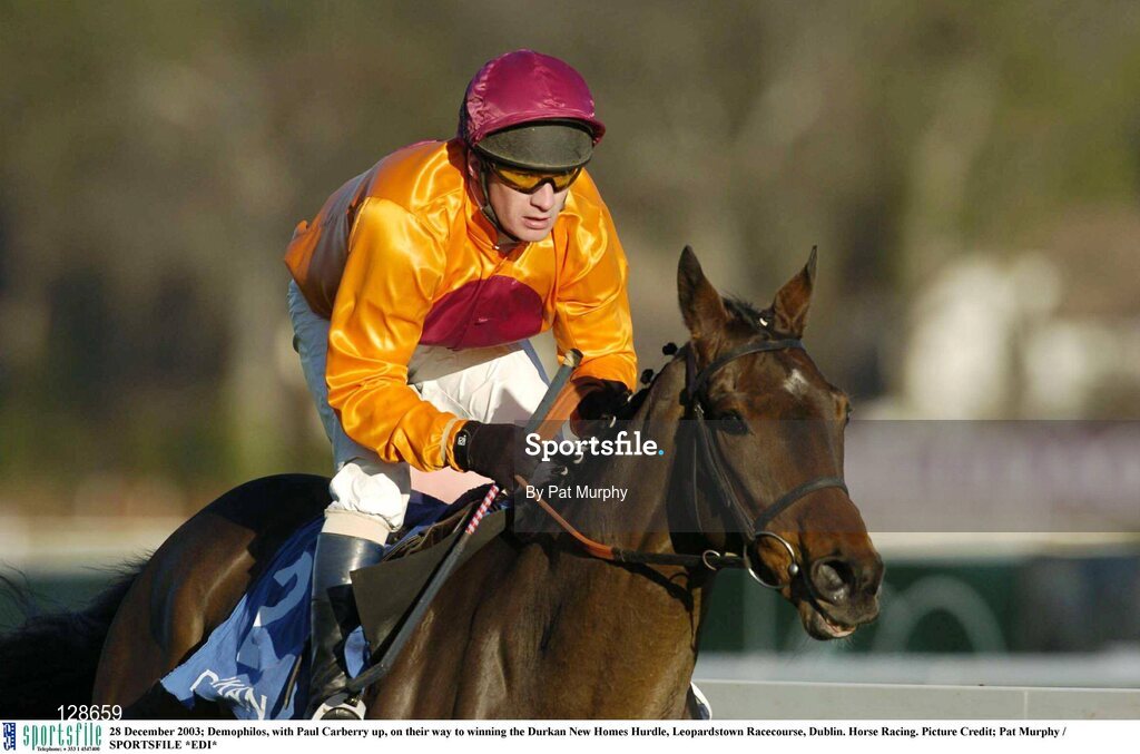28 December 2003; Demophilos, with Paul Carberry up, on their way to winning the Durkan New Homes Hurdle, Leopardstown Racecourse, Dublin. Horse Racing. Picture Credit; Pat Murphy / SPORTSFILE *EDI*
