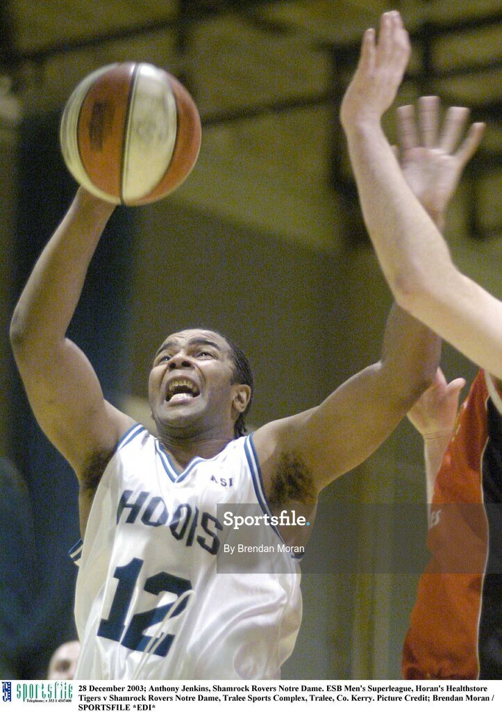 28 December 2003; Anthony Jenkins, Shamrock Rovers Notre Dame. ESB Men's Superleague, Horan's Healthstore Tigers v Shamrock Rovers Notre Dame, Tralee Sports Complex, Tralee, Co. Kerry. Picture Credit; Brendan Moran / SPORTSFILE *EDI*