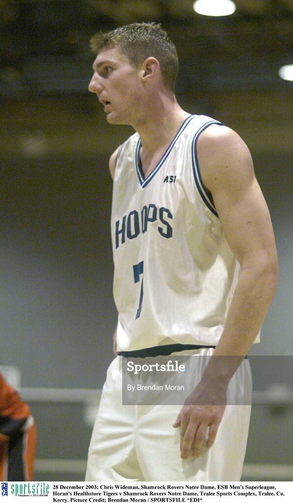28 December 2003; Chris Wideman, Shamrock Rovers Notre Dame. ESB Men's Superleague, Horan's Healthstore Tigers v Shamrock Rovers Notre Dame, Tralee Sports Complex, Tralee, Co. Kerry. Picture Credit; Brendan Moran / SPORTSFILE *EDI*