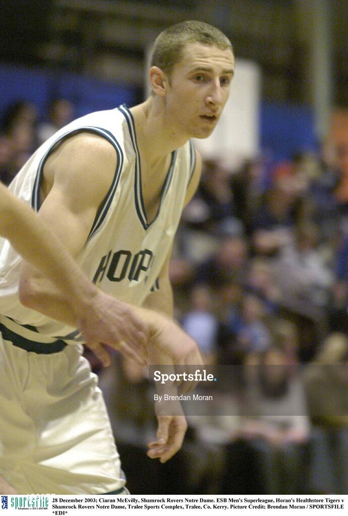 28 December 2003; Ciaran McEvilly, Shamrock Rovers Notre Dame. ESB Men's Superleague, Horan's Healthstore Tigers v Shamrock Rovers Notre Dame, Tralee Sports Complex, Tralee, Co. Kerry. Picture Credit; Brendan Moran / SPORTSFILE *EDI*