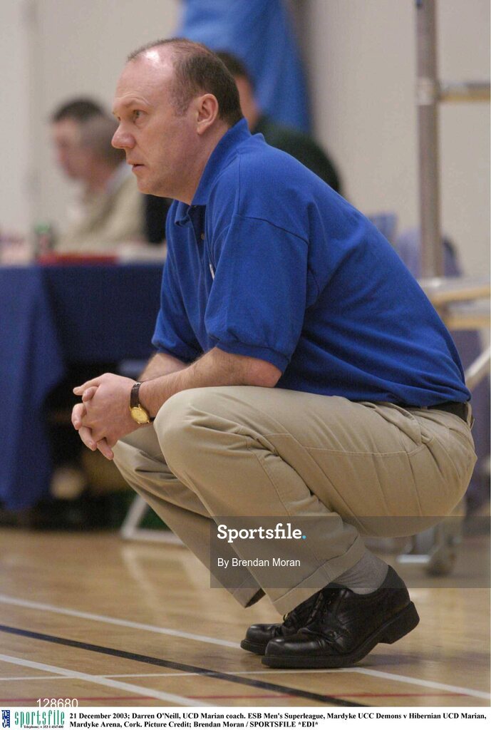 21 December 2003; Darren O'Neill, UCD Marian coach. ESB Men's Superleague, Mardyke UCC Demons v Hibernian UCD Marian, Mardyke Arena, Cork. Picture Credit; Brendan Moran / SPORTSFILE *EDI*
