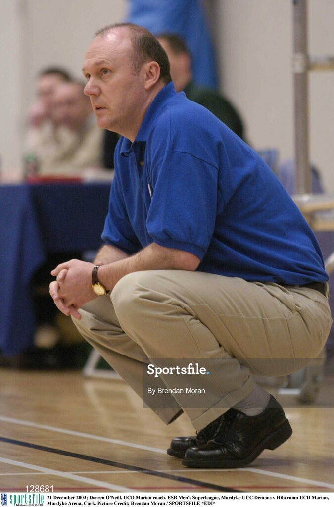 21 December 2003; Darren O'Neill, UCD Marian coach. ESB Men's Superleague, Mardyke UCC Demons v Hibernian UCD Marian, Mardyke Arena, Cork. Picture Credit; Brendan Moran / SPORTSFILE *EDI*