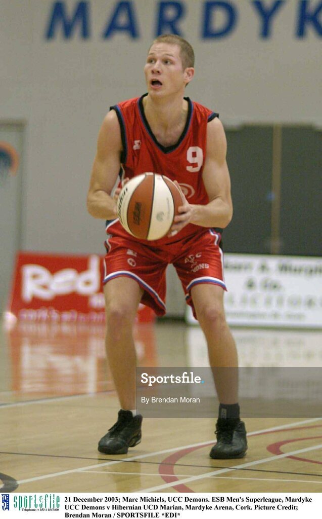 21 December 2003; Marc Michiels, UCC Demons. ESB Men's Superleague, Mardyke UCC Demons v Hibernian UCD Marian, Mardyke Arena, Cork. Picture Credit; Brendan Moran / SPORTSFILE *EDI*