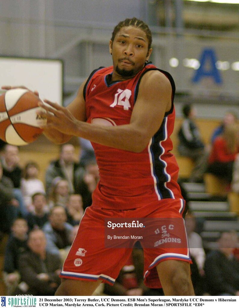 21 December 2003; Torrey Butler, UCC Demons. ESB Men's Superleague, Mardyke UCC Demons v Hibernian UCD Marian, Mardyke Arena, Cork. Picture Credit; Brendan Moran / SPORTSFILE *EDI*