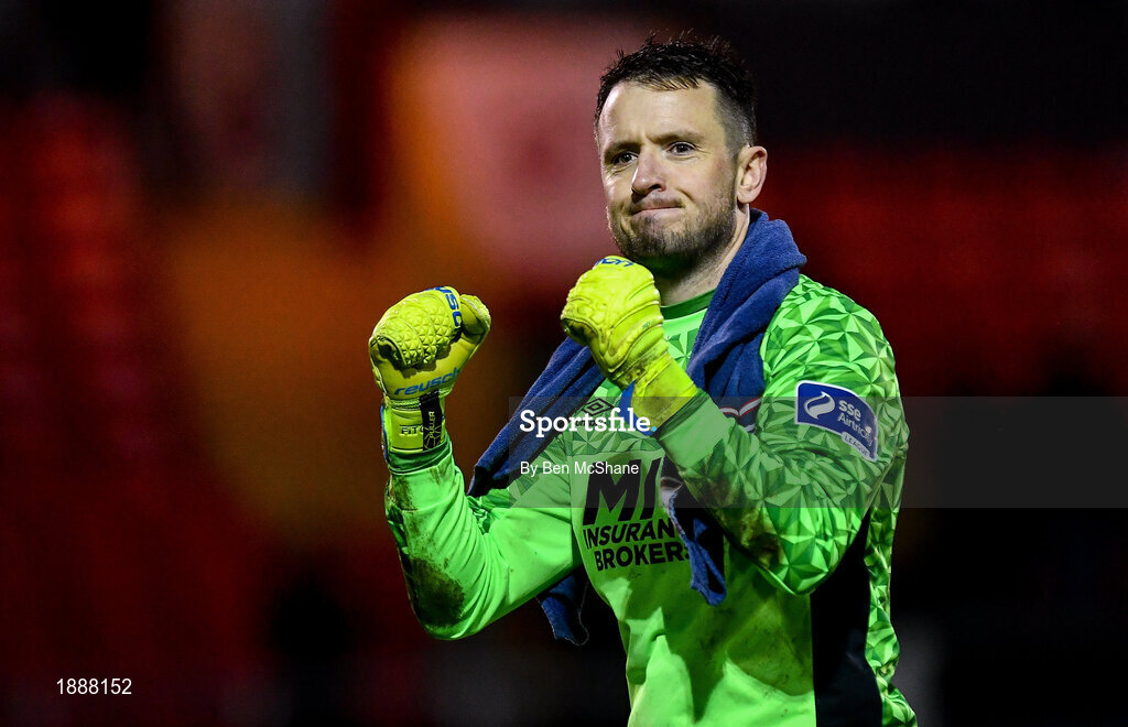 21 February 2020; Brendan Clarke of St Patrick's Athletic celebrates following the SSE Airtricity League Premier Division match between Sligo Rovers and St. Patrick's Athletic at The Showgrounds in Sligo. Photo by Ben McShane/Sportsfile