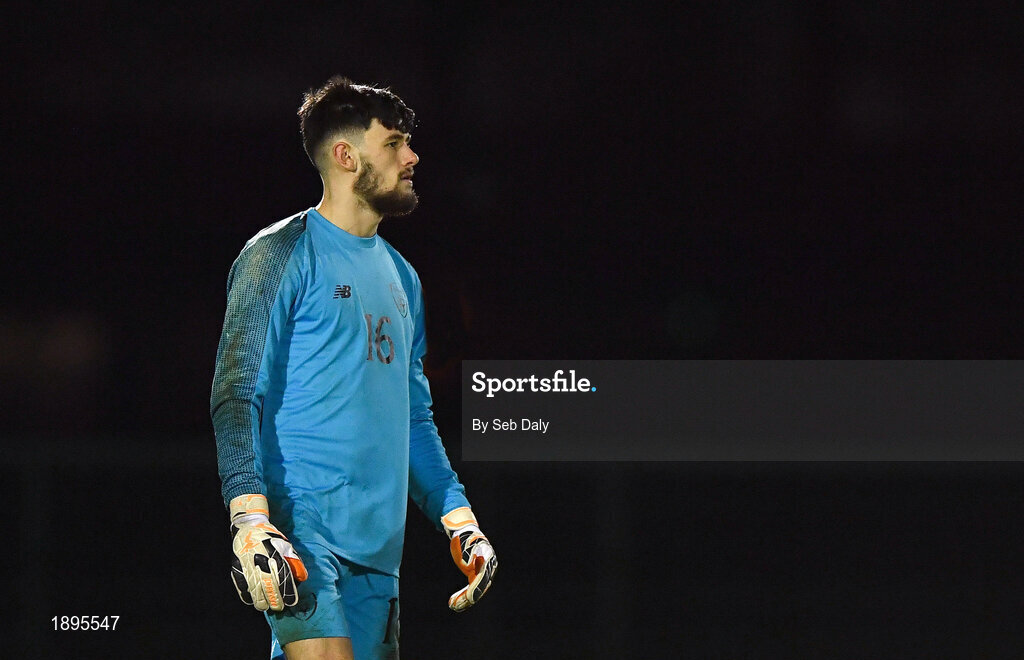 5 February 2019; Kian Clarke of Republic of Ireland during the friendly match between Republic of Ireland U19 and Drogheda United at the FAI National Training Centre in Abbotstown, Dublin. Photo by Seb Daly/Sportsfile