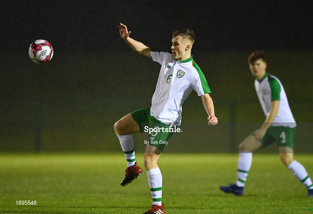 5 February 2019; Dylan Thornton of Republic of Ireland during the friendly match between Republic of Ireland U19 and Drogheda United at the FAI National Training Centre in Abbotstown, Dublin. Photo by Seb Daly/Sportsfile