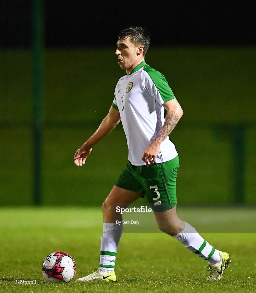 5 February 2019; Jack James of Republic of Ireland during the friendly match between Republic of Ireland U19 and Drogheda United at the FAI National Training Centre in Abbotstown, Dublin. Photo by Seb Daly/Sportsfile